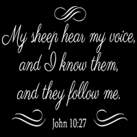 John 10: Moje ovce čuju moj glas, a znam | vinil naljepnica naljepnica - velika - svijetlo siva