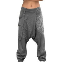 Wozhidaoke muške hlače muškarci print plus veličine elastičnih struka džepova široke noge harem hlače