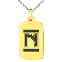 Slovo od nehrđajućeg čelika N početni carmski monogram ugraviran mali pravokutnik ogrlica za pse šarm