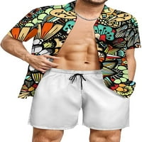 Košulja uzorka cvijeća za muškarce Retro Big i visok gumb dolje majice Casual Aloha kratkih rukava s