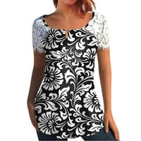 Košulje za žensku majicu kratkih rukava od tiskane čipke Top Black XL