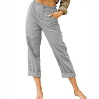 Ženske posteljine hlače Yoga plaža labava fit casual ljetna elastična struka tumača za tužbine sa džepovima
