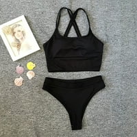 Cara Lady Womens Dame Solid Color Thread Tkanini Seksi Sling Bikini kupaće komisije crna m