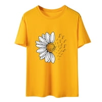 Ženska Suncokret ljetna majica plus veličina labava bluza vrhova djevojka kratkih rukava Grafičke casual