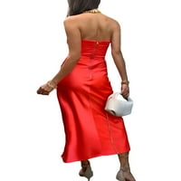 Seyurigaoka Ženska večernja haljina od pune boje zalažu se na dlaku bez rukava s naramenom koktel haljina