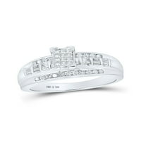 Sterling Silver Princess Diamond Trg Klaster mladenke za venčani prsten za vjenčanje CTTW