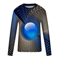 Jsaierl majice s dugim rukavima za muškarce 3D optička iluzija Grafički tee ulica modna posada izrez