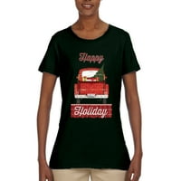 Sretan odmor Jolly Red Creding Božićna ženska grafička majica, Šumski zeleni, 3xl