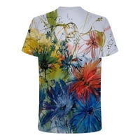SunhillsGrace majice za žene Ležerne prilike Cvjetno tiskane majice Crew Crt Crt Slow rukav Top Majica Top Majica Top Bluze