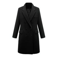 Zimski kaputi za žene Ženska zimska vuna tanka kaputa jakna dame tanki dugi kaput od kaputa Peacoat ženski kaput kaput crna crna xxl