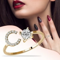Baccoc dodaci nakit pisma dame i modni otvor za otvaranje s dijamantskim prstenovima prstenovi c