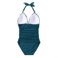Ženski kupaći kostimi s visokim strukom Coupy Wimboy seksi čvrsta boja šuplje siamese kupaći kostim bikini Print Beach odjeća za žene Bikinis Kupanje kupaći kupalište Plavo l