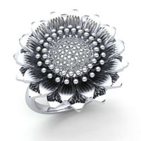 Originalni 1.5ctw okrugli rez Diamond Dame Flower Vintage Godišnjica Angažman prsten od punog 10k ruža,