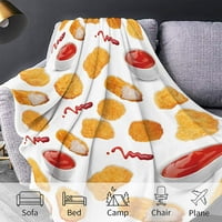 Pileći nuggets baca za djecu Muškarci Žene Lagane ugodne plišane flanelne pokrivače, super mekani dječji