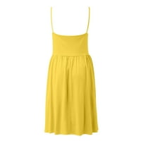 Ženske haljine Duljina koljena ruka bez rukava A-line Solid Summer V-izrez Haljina žuta 2xl