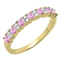 DazzlingRock kolekcija okrugla ružičasta safir i bijeli dijamantni svadbeni godišnjica vjenčanica za
