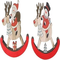 Božićni ukrasi ljuljajući konj savladao drveni božićni ukras za božićno ukrašavanje Xmas stolni prostor za kućni kamin mantel