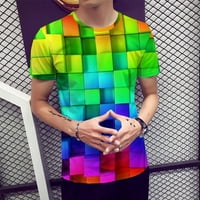 Muški 3D ispisani smiješni okrugli vrat kratkih rukava modna majica bluza tie, multicolor, xxxl