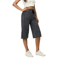 Knosfene ženske hlače, casual visoke strukske vučne koprive Petite Capri pantalone za žene srušene ležerne