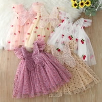 Dress Sequin Drived Girls Cvjetni printira princezova Crew Dress Haljina Bež 12- mjeseci