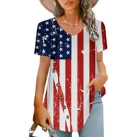 Odeerbi Patriotska košulja za žene 4. jula Henley Tops Fashion Causel Neovisnosti Dan ispisa bluza Kratki
