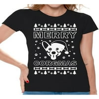 Newkward Styles Merry Corgmas Thirt Merry Corgmas Božićne majice za žene Funny Santa Corgi Dog Majica Ženski odmor TOP MERRY BOŽIĆNI MAJICA CORGI LJUBAVI XMAS