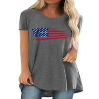 Paille žene Visoki majica s visokim rubom Ležerna majica Labavi rad Tunika Bluza SAD Zastava Sangeward