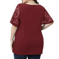 Sayhi ženski Ljetni vrhovi okrugli vrat Print Plus size Majice čipkasti puni casual labav kratkih rukava