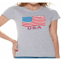 Newwward Styles Ženska umetnuta u SAD-u Grafička majica za zastavu vrhovi USA Neovisnost 4. dan 4. jula