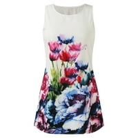 Miayilima mini haljine za žene Ljetna haljina Fit Flare V-izrez bez rukava Linija Boho cvjetna ispis