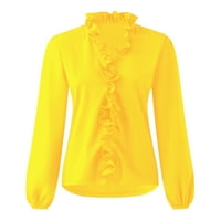 Žene ruffle v izrez košulje Trendy dugi zvono rukav labav bluza Ljetni vintage casual seljačka tunika