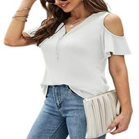 Ženska majica Majica kratkih rukava hladno rame Ljeto vrhovi boemian tee plaža tunika bluza bijela 2xl