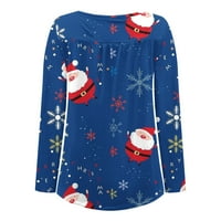 Scyoekwg božićne majice za žene dugih rukava za žene Pulover V CHELLEY košulje Ruched Flowy Ležerne