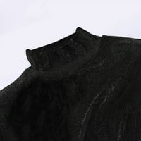 Na čišćenju Ženska turtleneck baršunaste maxi haljina dugih rukava casual širokog ramena PAD ruched
