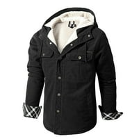 Muška jakna za toplu košulju sa kapuljačom s dugim rukavima s dugim rukavima obložen taster kaputima niz gumb za dubinu dubine
