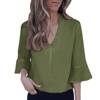 Ženska bluza Ljetna šifon vrhovi V-izrez L Spušteni rukav Tri četvrtine rukava s rukavima žene Vintage