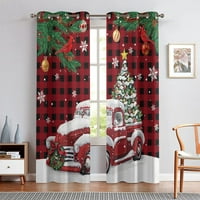 FASMINCE Xmas Crus prozor za zavjese posteljina teksturirane božićne zavjese Grommet spavaća soba visoki