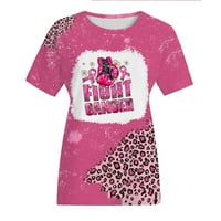 Ženski karcijci za dojke Majica Pinks Ribbon RANCE Osvešćena majica Okrugli dekolte Kratki rukav labav