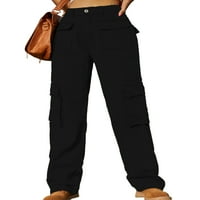 Beiwei žene traperice od pune boje traper hlače visoki struk teretni pant retro pantalone dame dno ravno