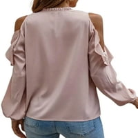 Luxplum ženska tunika bluza sa ramenom majica dugih rukava šifon vrhovi elegantne tee jeseni majica