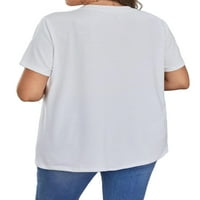 Ženska casual srca okrugli vrat Bijeli kratki rukav plus veličina majica 0xl