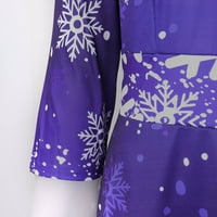 Mveomtd božićna haljina Retro Božićne snježne pahulje Print u dugim okruglim kratkim rukavima haljine