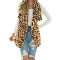 LANNGER zimski jakne kaputi za žene, dame casual modni kardigan rever plišani leopard prsluk jakna božićni