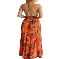 Capreze Ladies Sundress cvjetni print Maxi haljine V izrez duga haljina labava narančasta