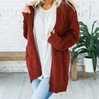 Džemper za žene Cardigan Europska i američka čvrsta boja Srednja duljina grubo džemper