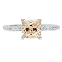 1. CT sjajna princeza Clear Simulirani dijamant 18k bijeli zlatni pasijans sa Accenting prstenom SZ