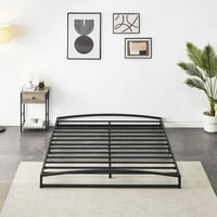 Metalna kraljica veličine platforme s niskim krevetom okvir sa metalnim fondacijom za podršku slatom, crni
