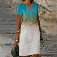 Ženska haljina ljetna casual kratki rukav V izrez mini haljina Boho Beach Sundress Vestidos