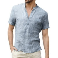 Muška košulja Solid Color Fasset Casual Top Striped Pocket kratki rukav modna labava vrhunska plaža