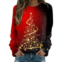 Ženski svakodnevno sretan božićni print o vrat duks okruglog vrata Fit pulover vrhovi ležerne dugih rukava majica labave bluze